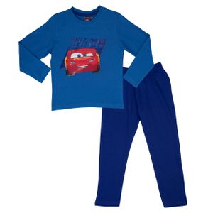 Disney Cars Schlafanzug für Jungen - Race Ready -  Pyjama lang Kinder Oberteil und Hose Blau, Größe:98-104
