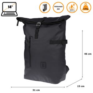 Großer Damen Herren Roll up Rucksack Plane Tasche Fahrradrucksack Kurier Rollup Bag  Schwarz