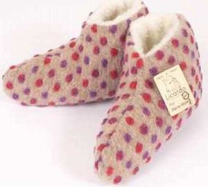 Bettschuhe Wolle Noppen beige 40/41