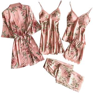 5PC Schlafanzug Damen Pyjama Set Mode Dessous Unterwäsche Babydoll Nachtwäsche Kleid Rückenfrei Zweiteilige Nachthemd Schlafanzüge Negligee Wäsche Set