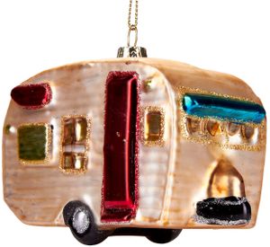 BRUBAKER Caravan - Ručně malovaná skleněná vánoční ozdoba - ozdoba na vánoční stromeček figurky vtipná dekorace přívěsek ozdoba na stromeček - 11 cm