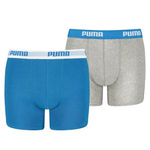 PUMA 2er Pack Kinder Basic Boxer Shorts blue/grey 128