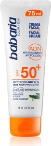 Babaria SPF50 Invisible Facial Cream, Krem z filtrem przeciwsłonecznym, Twarz, Tubka, Przeciwstarzeniowy, Krem przeciwzmarszczkowy, Skóra uniwersalna, 75 ml