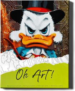 Oh Art!  - Sada Malování podle čísel Kachna a Bitcoin - 40x50cm, s dřevěným rámem a štětci