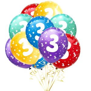 Oblique Unique Luftballon Set Zahl 3 für 3. Geburtstag Kindergeburtstag Party 10 Deko Ballons Geburtstagsdeko bunt