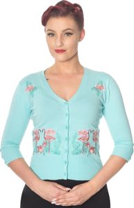 Banned Retro Strickjacke Face To Face Cardigan Babyblau Bestickt Orchidee Flamingo Banned Retro Strickjacke Face To Face Cardigan Babyblau Bestickt Orchidee Flamingo