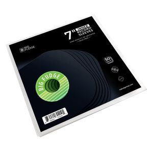 BIG FUDGE Vinyl Schallplatten Hüllen - 7 Inch x 50 Stück - Extra Starke & Säurefreie Schwarze Innenhüllen Edition - Dünne Antistatische Inner Sleeves - Plattenhüllen für Singles