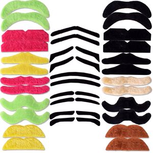 34 Stück TE-Trend Schnauzer Schnurrbart Moustache Fake Bart Kunstbart Oberlippenbart Selbstklebend Party Fotobox Mehrfarbig