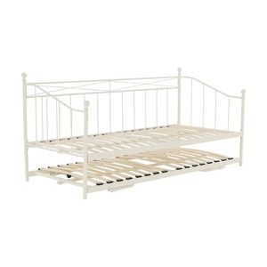 KONDELA Kovová rozkladacia posteľ s prístelkou Zarola 90x200 cm - biela