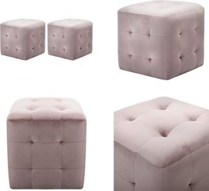 vidaXL Pouf 2 Stk. Rosa 30x30x30 cm Samtstoff - Sitzpuff - Sitzpuffs - Pouf - Poufs