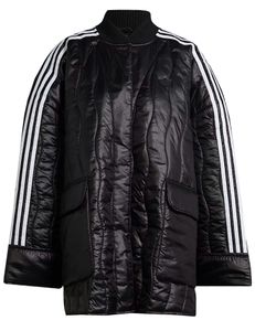 adidas Damen Steppjacke Oversize Quilted Jacke One Size schwarz-weiß (HK5239)