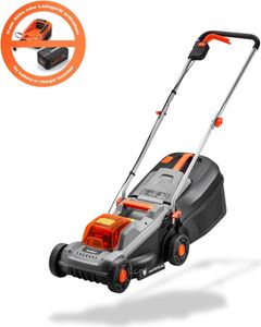 FUXTEC 20V Akku-Rasenmäher, Mäher für kleine bis mittlere Gärten, 30 L Grasfangkorb, Schnittbreite 30 cm, geräuscharm/leicht FX-E1RM20ECO