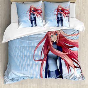 ABAKUHAUS Anime Bettbezug, Digitale futuristische Art, Milbensicher Allergiker geeignet mit Kissenbezügen, 155 cm x 220 cm - 80 x 80 cm, Hellblau