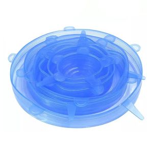 6 Stücke Wiederverwendbare Silikon Stretch Deckel Wrap Bowl Seal Abdeckung Küche Lagerung Von Lebensmitteln【Blau】