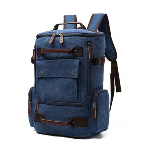 Premium Rucksack für Herren aus Canvas, Fach für Laptop und Notebook (Blau)