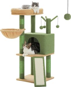 Purpurra Kratzbaum Mehrstöckiger Katzenturm für Wohnungskatzen, 105cm Höhe