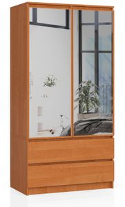 Kleiderschrank AKORD S90 mit Spiegel Erle 90 cm 4 Ebenen B90 x H180 x T51 cm