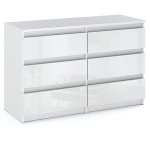 STIV Möbel | Kommode mit 6 Schubladen | Weiß Matt / Weiß Hochglanz | 100 cm | modern & grifflos | Schlafzimmer & Wohnzimmer