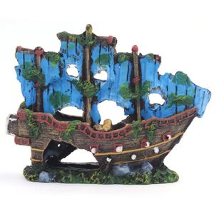 Wrack-Boot-Ornament, exquisite lebensechte Kunstharz-Aquarium-Dekoration, kaputtes Boot, Schiff für Zuhause-2