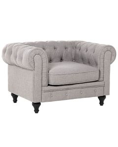 BELIANI Fotel jasnoszary tapicerowany chesterfield tuftowany pikowany vintage glamour salon