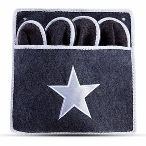 ONVAYA® Premium Gästepantoffel STAR Grau Stern | 5er Set | Antirutsch Sohle | Hausschuhe | Filzpantoffel
