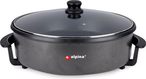 alpina Bratpfanne XXL Ø 42CM - Multifunktionale Pfanne 1500W - Antihaft Pfanne - Metall - Schwarz
