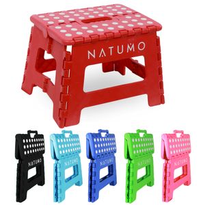 NATUMO® Premium Tritthocker Klapphocker 150kg - Faltbar Küchenhocker Klapptritt Bad-Hocker Klappbar -  Rot