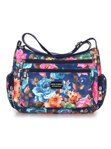 Frauen Reißverschluss Crossbody Taschen Reisen Große Kapazität Handtasche Mode Designer Umhängetasche, Farbe: Bunte Blume