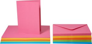 Doppelkarten mit Umschlägen, 100 tlg., 10,5x15 cm, kräftige Farben