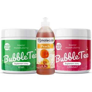Bubble Tea Set - Kiwi und Granatapfel, Pfirsichsirup, Tassen und Strohhalme
