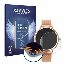 4x Savvies Flex Full-Cover Schutzfolie für Naixues Women's Smartwatch 1.08" (39mm) Full-Screen 3D Curved Transparent