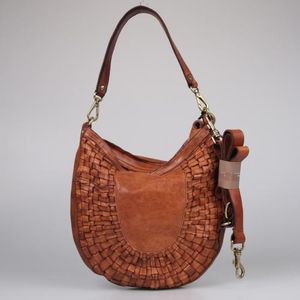 Campomaggi Umhängetasche Shoulder Bag Regular Weaved - Farbe: Cognac