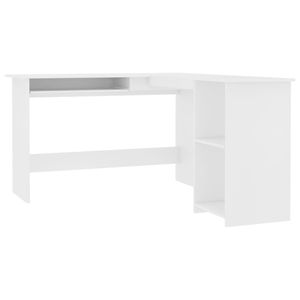 vidaXL Rohový psací stůl ve tvaru L, bílý 120x140x75 cm, odvozený dřevěný výrobek