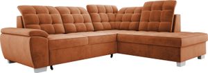 Komfortables Ecksofa LOTTA, Maße 258x212cm, Mit Schlaffunktion Und Hochwertiger Polsterung – Ideales Möbelstück Für Kleine Und Große Räume Anordnung auf der Rechten Seite Farbe: ORANGE