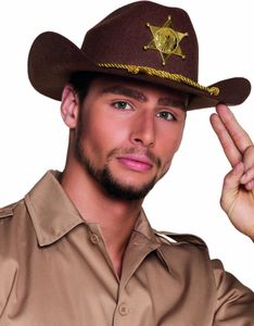 Cowboy Hut Sheriff für Erwachsene braun-gold