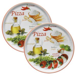 2er Set Pizzateller Napoli Red Ø 32 cm Servier-Platte XL-Teller Porzellan