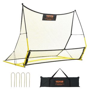 VEVOR 2 in 1 Fußball Rebound Doppelte Netze Tragbares Prellwand Fußball 25,4 x 25,4 mm, Rebounder Fußball Eisenrohr & PE-Netz Kinder & Jugendliche Verstellbar Fußballtor Rebounder Kicker Gelb