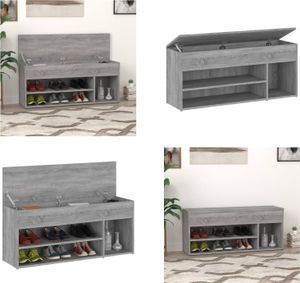 vidaXL Ławka na buty szara Sonoma 105x30x45 cm Materiał drewnopochodny - Ławka na buty - Ławki na buty - Ławka z miejscem do przechowywania - Stojak na buty