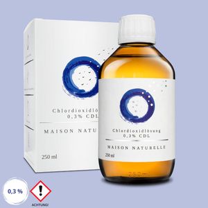 MAISON NATURELLE ® - Chlordioxid-Lösung 0,3% (250 ml) - CDS - CDL - Braunglasflasche + Gratis HDPE Pipette -  Germany (250ml, 0,3% CDL)