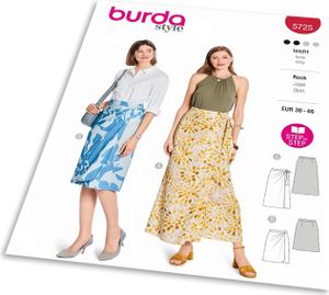 Střih Burda 5725 - Zavinovací sukně, sukně se sklady