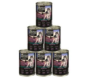 Dehner Wild Nature Hundefutter Heidetal, Nassfutter getreidefrei / zuckerfrei, für ausgewachsene Hunde, Kaninchen, 6 x 400 g Dose (2.4 kg)