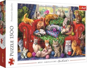 Trefl 26198 Marcello Corti Katzen auf dem Sofa 1500 Teile Puzzle