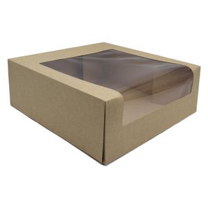 20 Stück Tortenkarton, braun mit Sichtfenster 32x32x11,5cm | Kuchenbox, Kuchenkarton