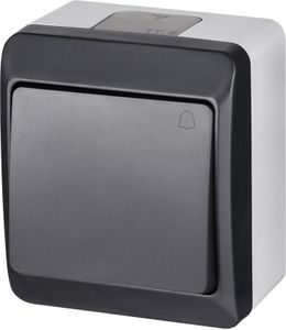 Aufputz Klingel Taster 10 A 230 V IP44 Farbe Anthrazit HERMES
