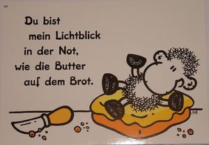 Sheepworld - 50580 - Postkarte, Nr. 80, Schaf, Du bist mein Lichtblick in der Not, wie die Butter auf dem Brot, Liebe, Pappe