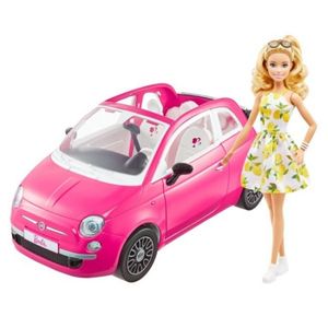 Barbie Auto Fiat Cabrio (ružové), vrátane bábiky Barbie, súpravy, príslušenstva