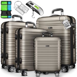 tillvex® sada cestovních kufrů 4 ks šampaňské kufr tvrdá skořepina kufr na kolečkách sada taška S-M-L-XL