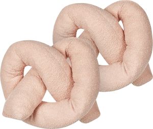 BELIANI Dekokissen 2er Set Rosa Webpelz mit Füllung 172x14 cm Teddy-Optik Bretzelform Knotenkissen Modern Wohnzimmer Schlafzimmer Ausstattung