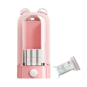 Kreativer automatischer Wattepad-Spender-Behälter, ein Wattestück auf einmal, Make-up-Entferner, Watte-Aufbewahrungsbox, Wattehalter für staubdicht Farbe Rosa