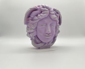 Steinfigur Steinguss Gartenfigur Medusa Kopf frostfest Gartendeko lila